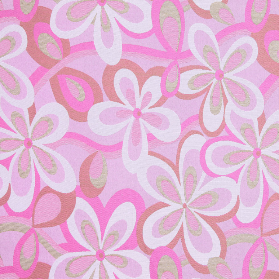 Italian Bubblegum Pink Double-Faced Floral Jacquard | Mood Fabrics