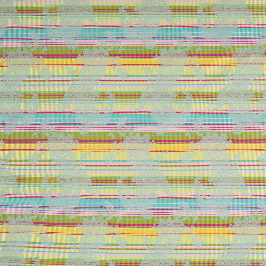 French Multi-Color Striped Paisley Polyester Woven | Mood Fabrics