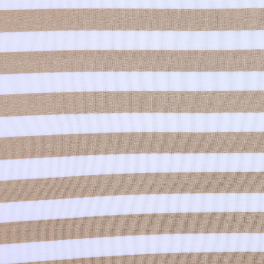 Khaki/White Jersey Stripes | Mood Fabrics