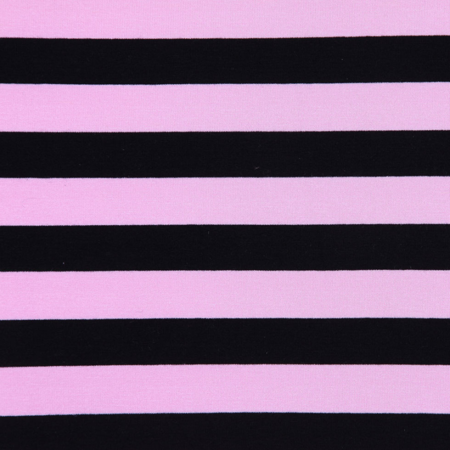 Pink and Black Striped Poly Jersey | Mood Fabrics