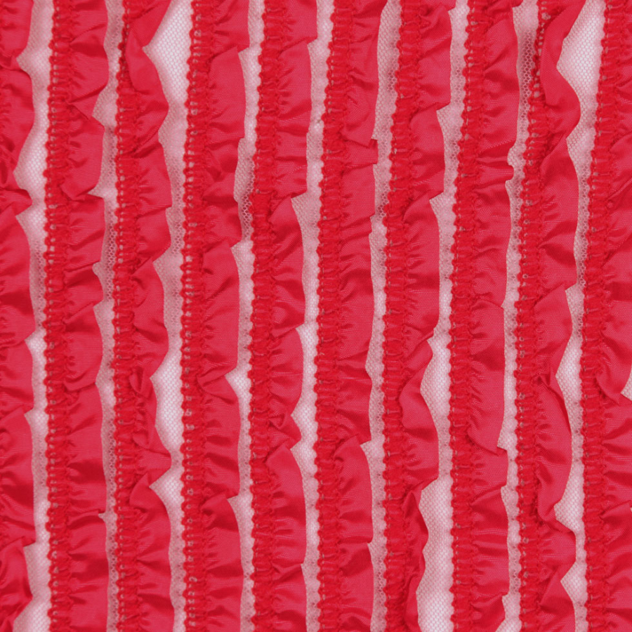Famous Designer Red Ruffled Lace | Mood Fabrics