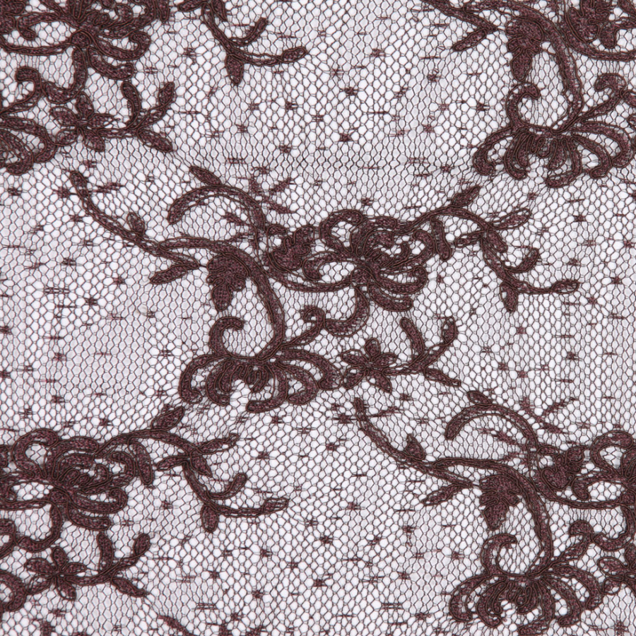Chocolate Floral Lace | Mood Fabrics