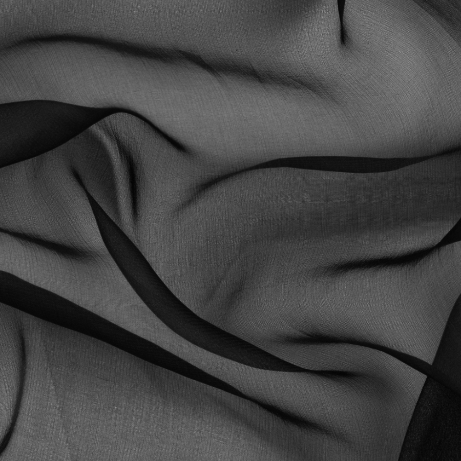 Black Solid Silk Chiffon | Mood Fabrics