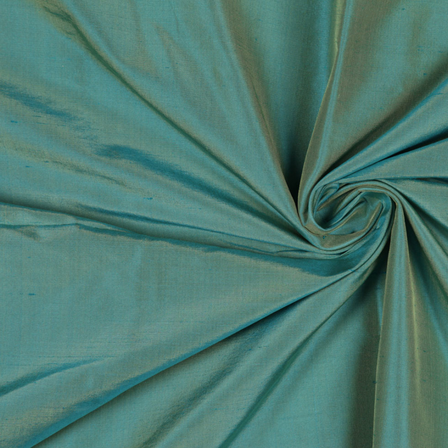 Iridescent Turquoise Solid Shantung/Dupioni | Mood Fabrics