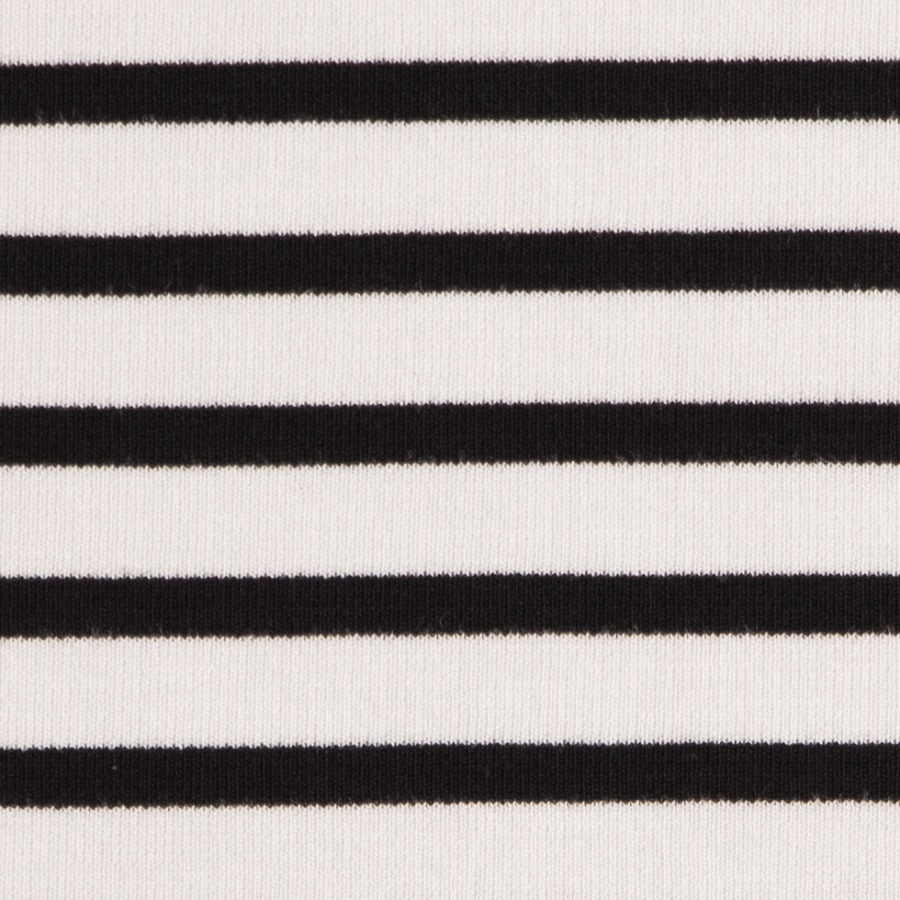 Ecru/Black Saint James Striped Ponte Knit | Mood Fabrics