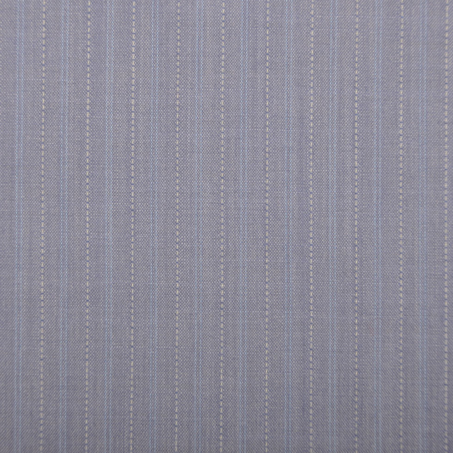 Light Gray/Baby Blue/Cream Striped Suiting | Mood Fabrics