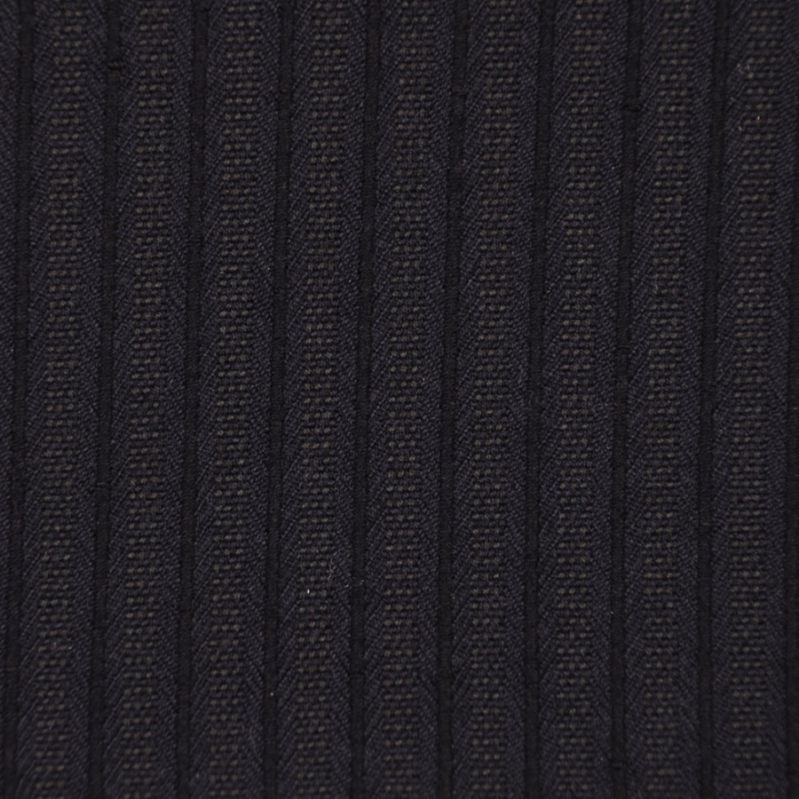 Famous NYC Designer Navy/Black Striped Japanese Wool Suiting | Mood Fabrics