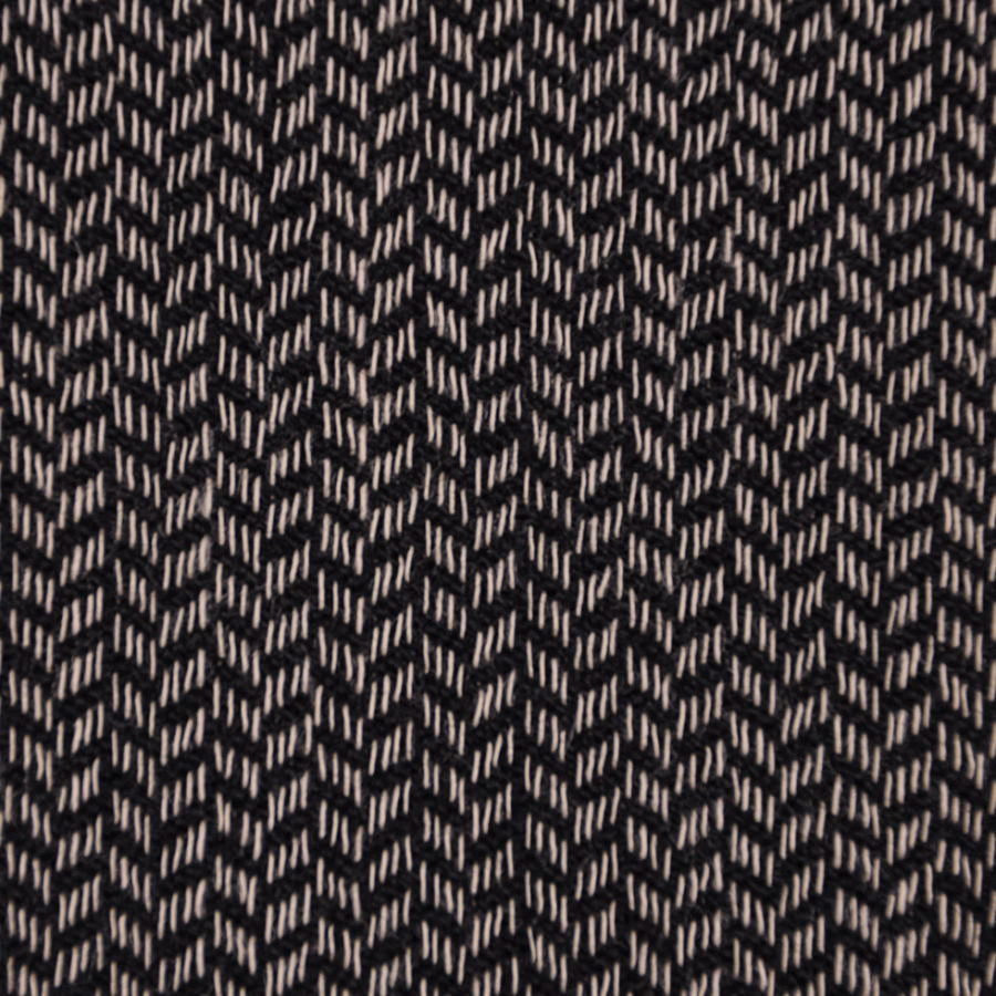 Italian Black Olive and Abbey Stone Herringbone Wool Suiting | Mood Fabrics