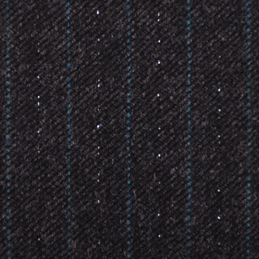 Black/Dark Gray/Turquoise/Silv Striped Suiting | Mood Fabrics