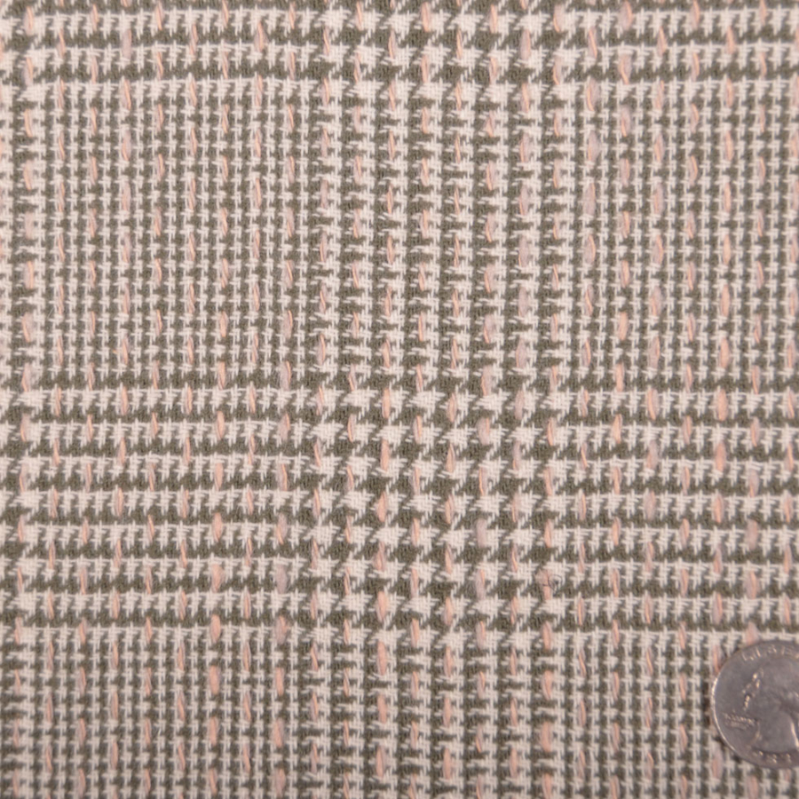 Oscar de la Renta Moss Green Plaid Wool Double Cloth | Mood Fabrics