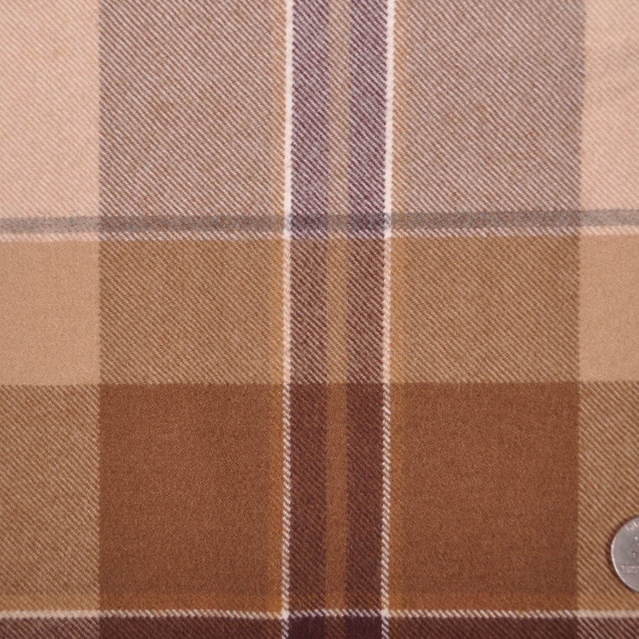 Italian Blended Beige Plaid Wool Flannel | Mood Fabrics