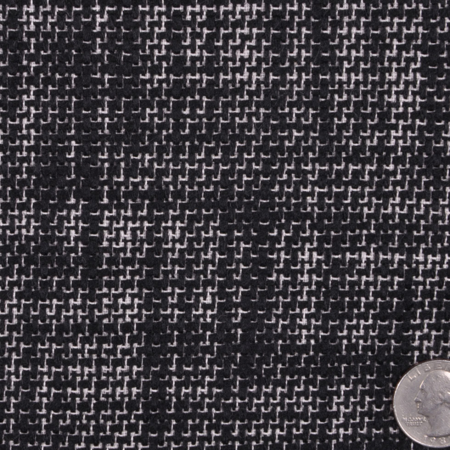 Italian Famous NYC Designer Black/White Wool-Rayon Coating | Mood Fabrics