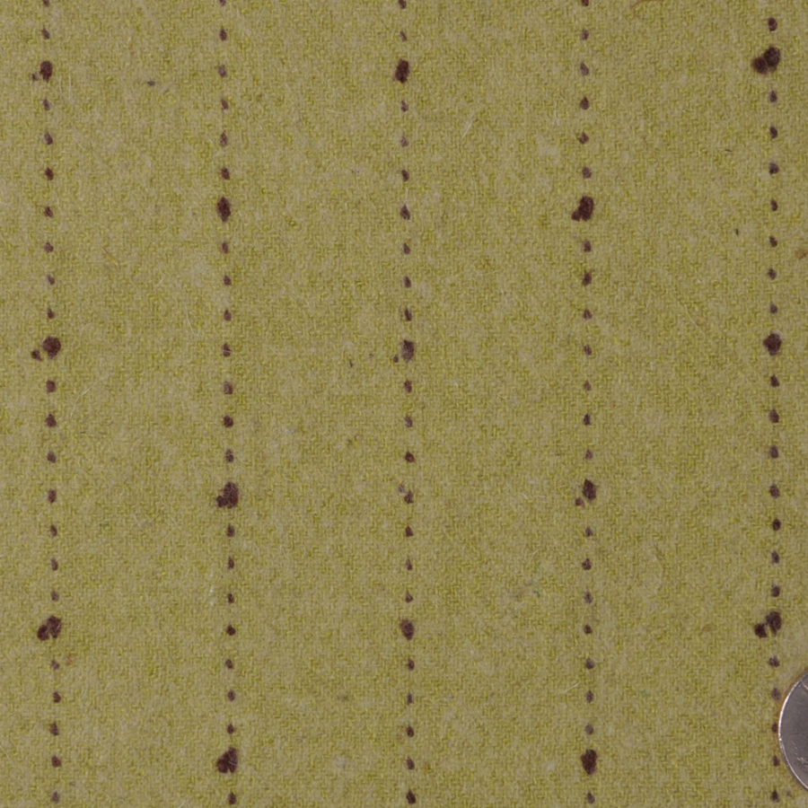 Sage and Brown Striped Wool Coating | Mood Fabrics