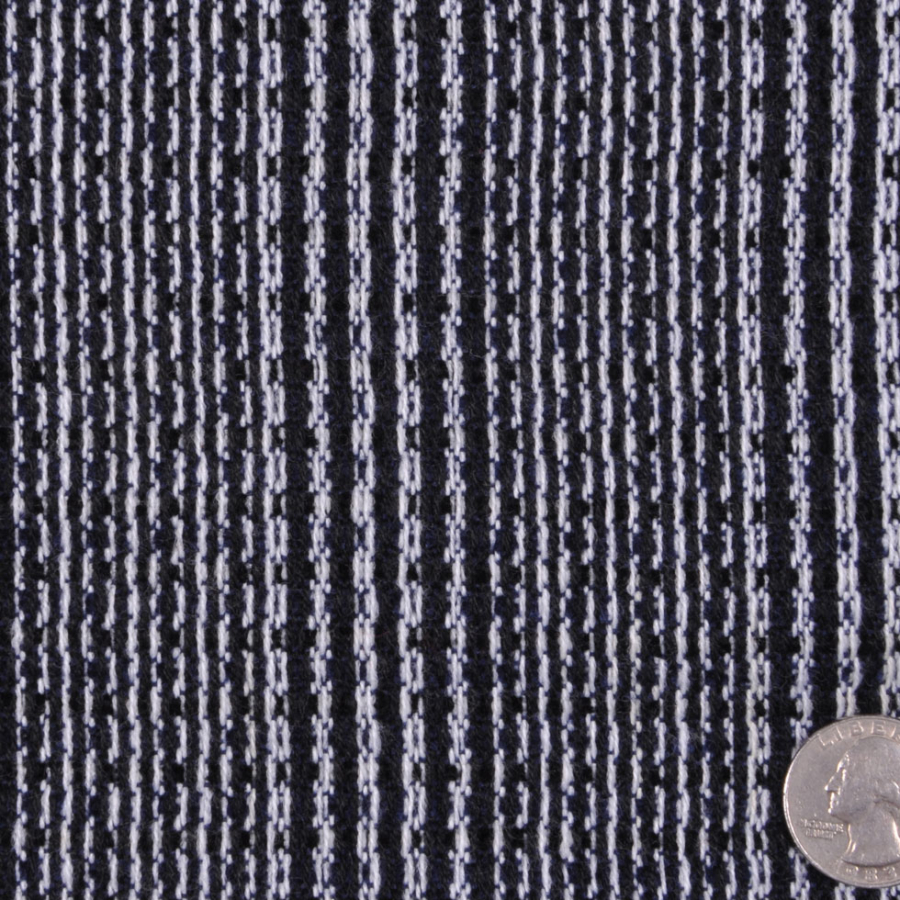 Navy and Black Soft Tweed-like Wool Blend | Mood Fabrics