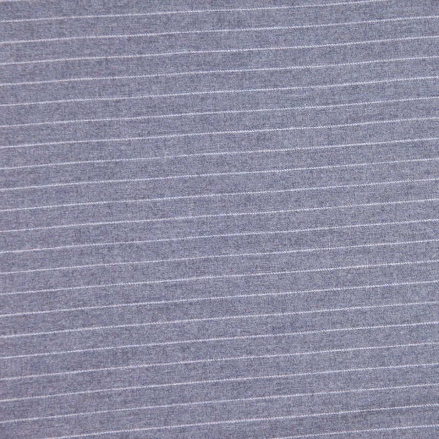 Italian Gray/Dusty Blue Striped Double-Faced Wool | Mood Fabrics