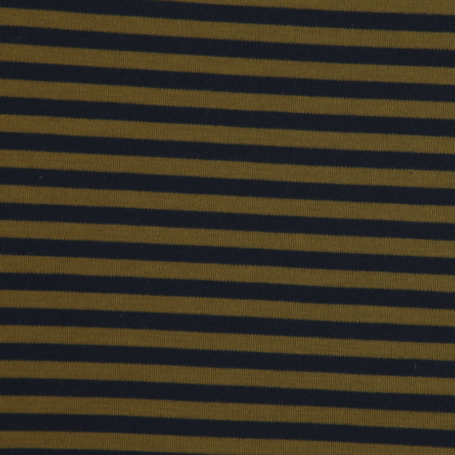 Navy/Pea Wool Jersey Stripes | Mood Fabrics