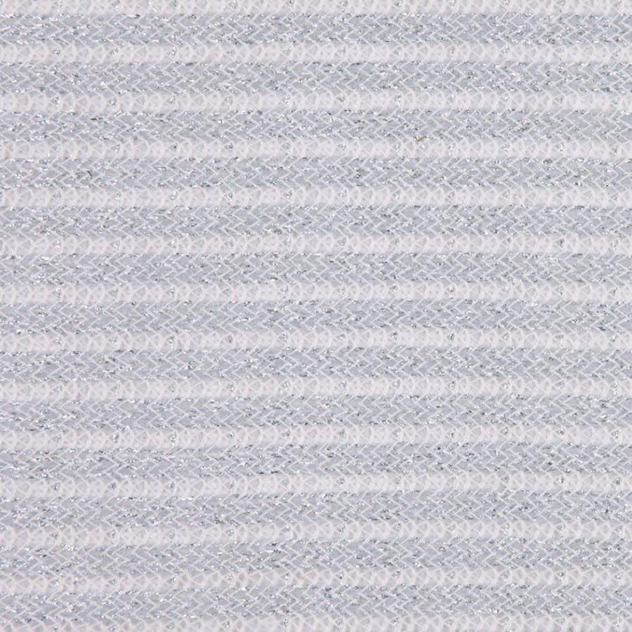 Metallic Silver Wool Blend Striped Knit | Mood Fabrics