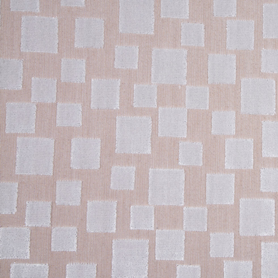 Toffee/Light Gray Geometric Velvet | Mood Fabrics