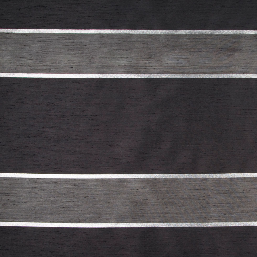 Black/Silver Stripes Shantung   /Dupioni | Mood Fabrics