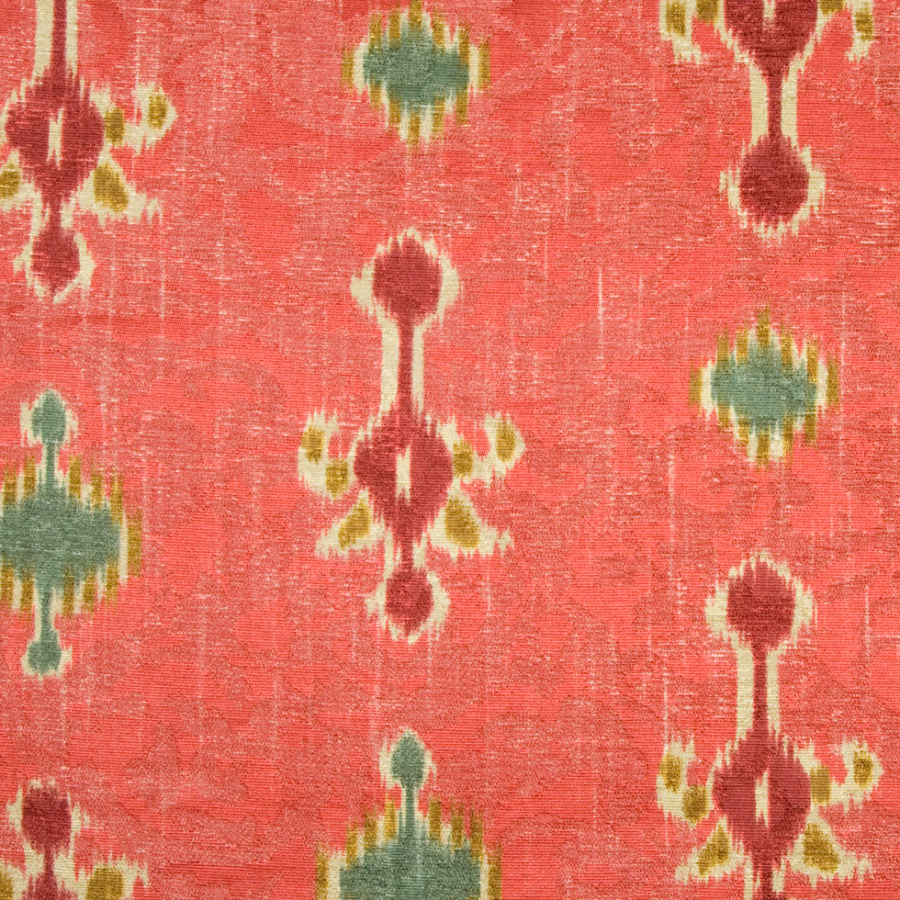 Cranberry Ikat Velvet | Mood Fabrics