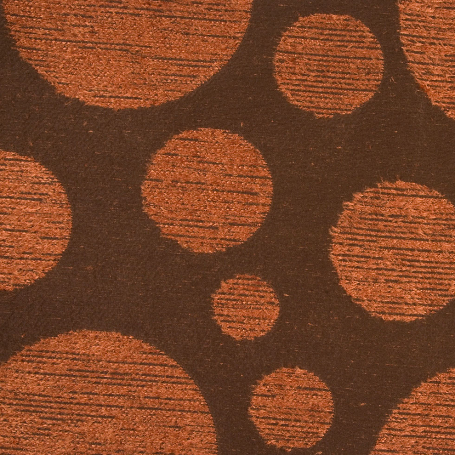 Chocolate/Clay Polka Dots Woven | Mood Fabrics