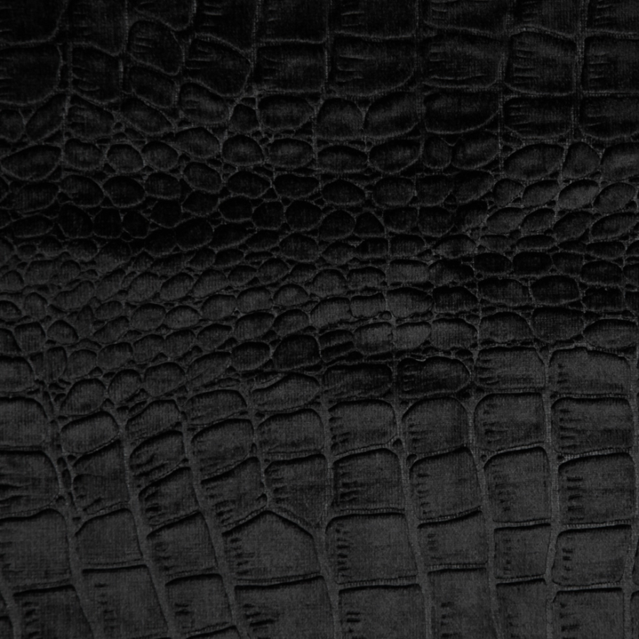 Black Embossed Alligator Velvet | Mood Fabrics