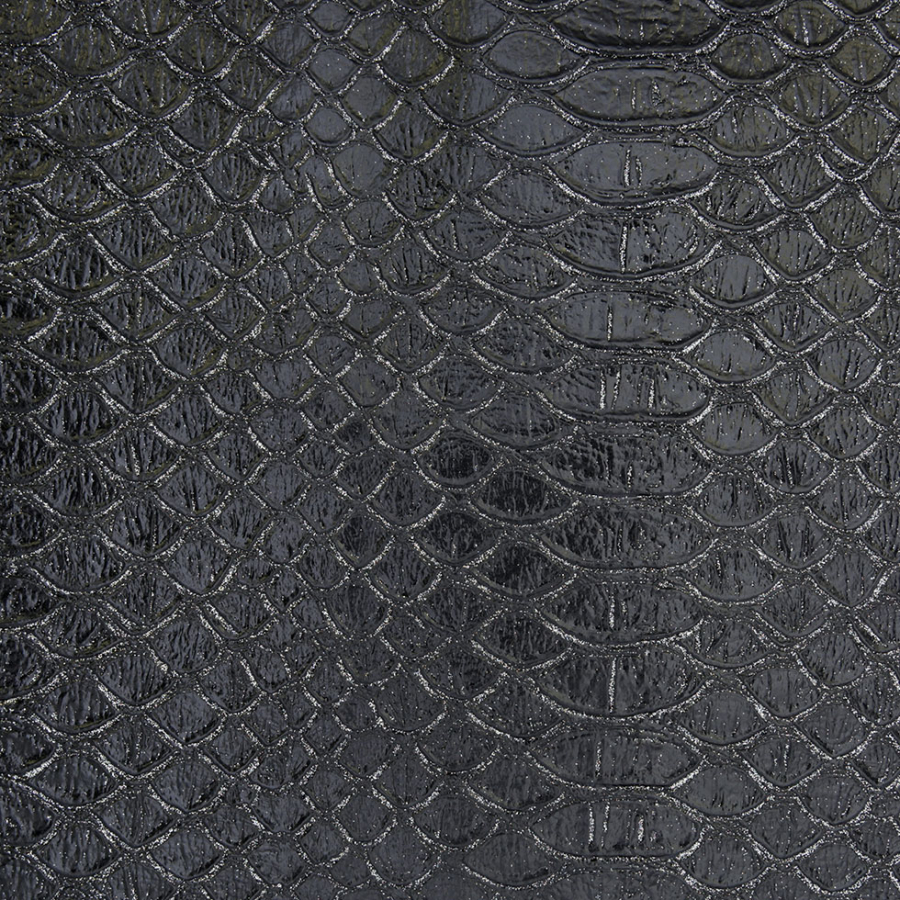 Siyah Black Animal Faux Leather/ Vinyl | Mood Fabrics