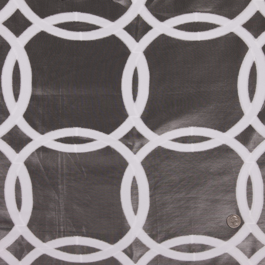 White 40250 Geometric Sheer | Mood Fabrics