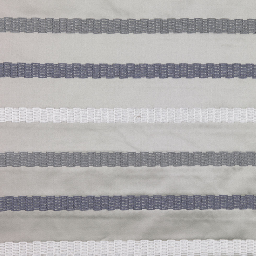 Steel/Blue/White Stripes Embroidery Stripe | Mood Fabrics