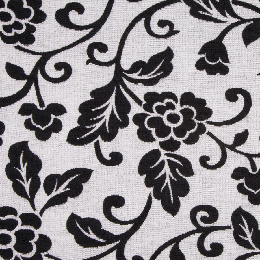 White/Black Floral Chenille | Mood Fabrics