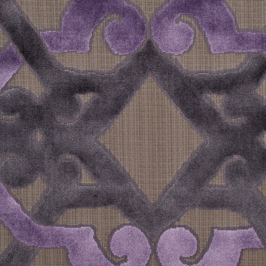 Gray/Lavender Geometric Chenille | Mood Fabrics