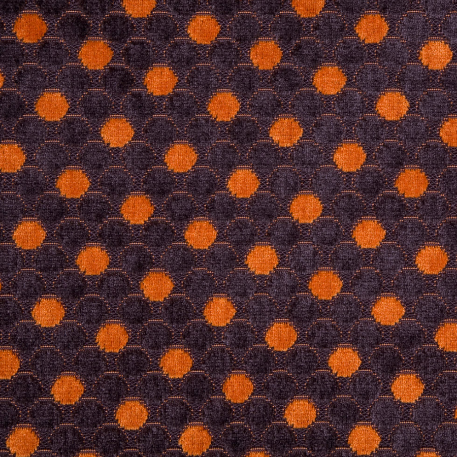 Mulberry/Pumpkin Polka Dots Chenille | Mood Fabrics