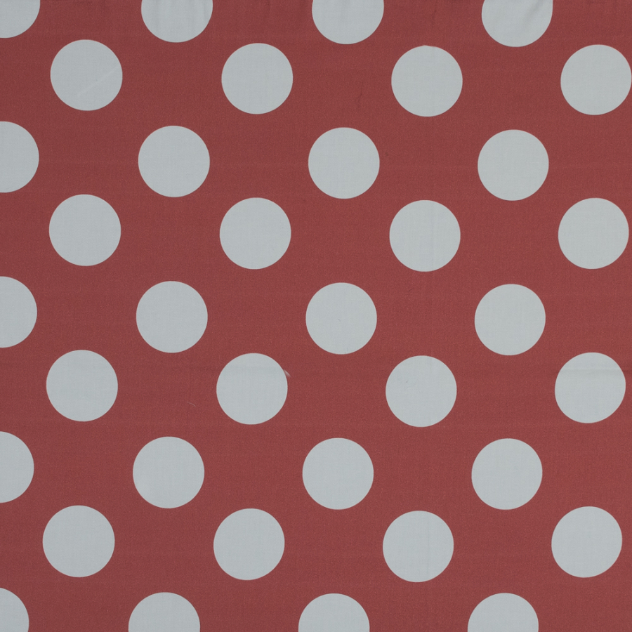 Mood Exclusive Coral Red Mahina Dots Stretch Cotton Sateen | Mood Fabrics