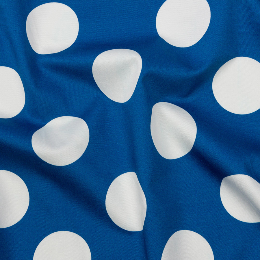 Mood Exclusive Blue Mahina Dots Stretch Cotton Sateen | Mood Fabrics