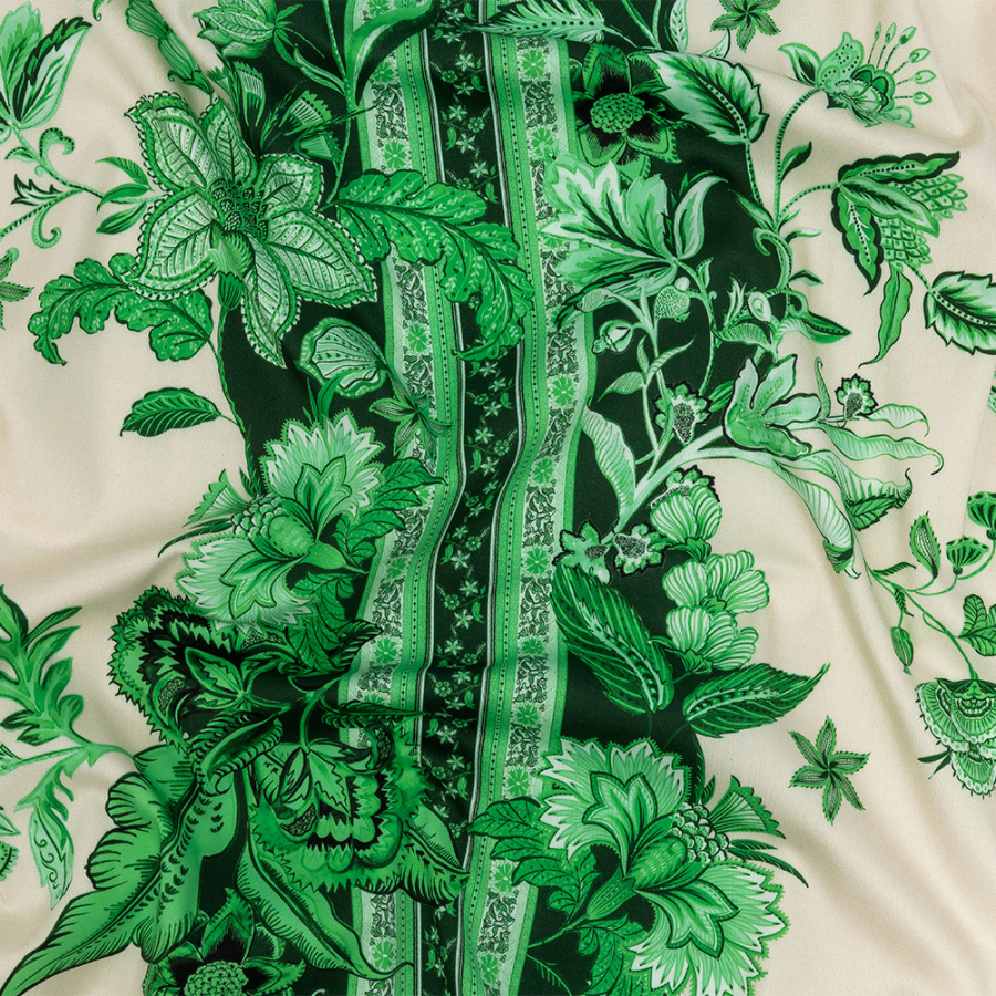 Mood Exclusive Palazzo dei Fiori Kelly Green Stretch Cotton Sateen | Mood Fabrics