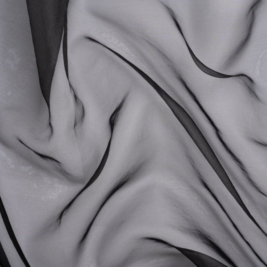 Luscinia Black Polyester Organza | Mood Fabrics