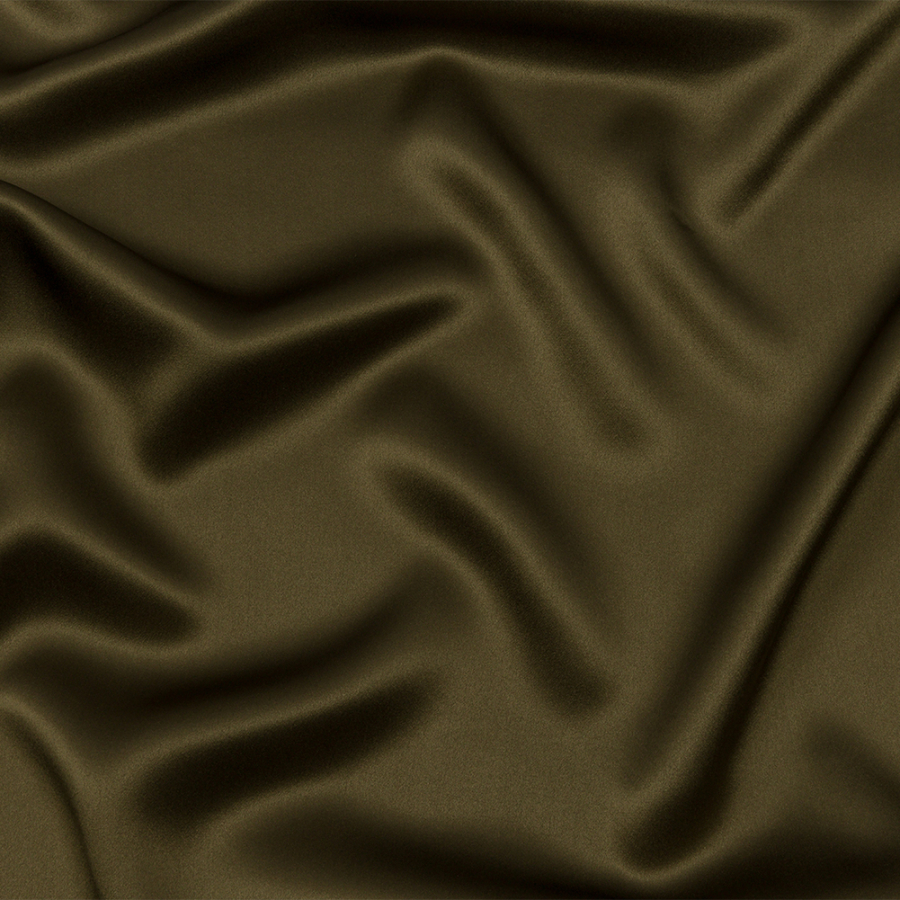 Premium Olive Green Stretch Silk Charmeuse | Mood Fabrics