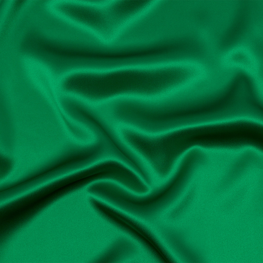 Premium Kelly Green Stretch Silk Charmeuse | Mood Fabrics