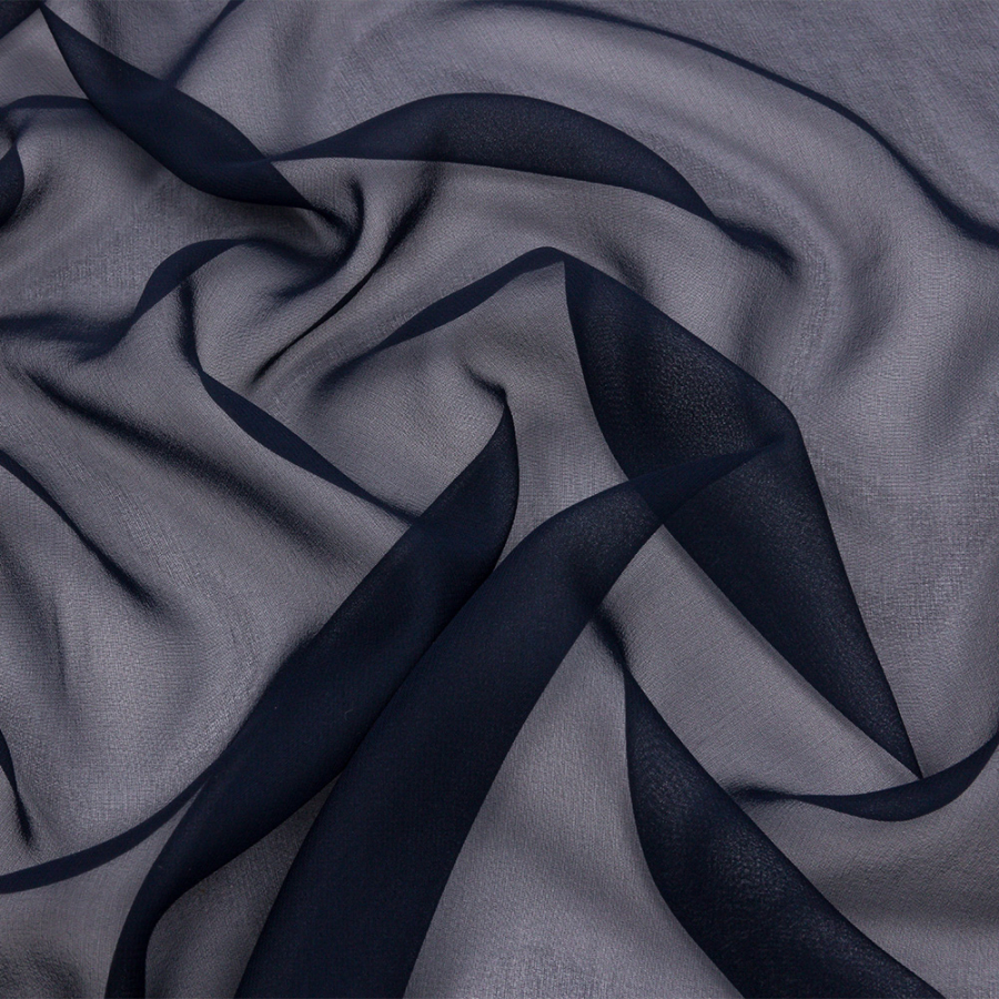 Premium Navy Silk Chiffon | Mood Fabrics