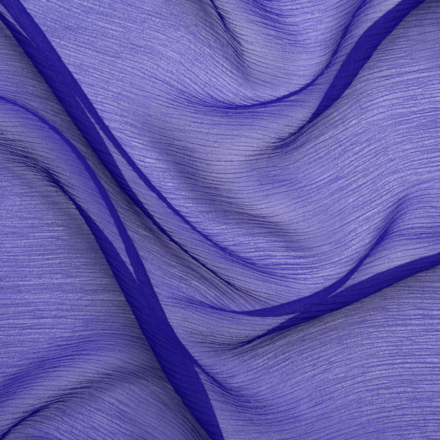 Premium Mazarine Blue Silk Crinkled Chiffon | Mood Fabrics