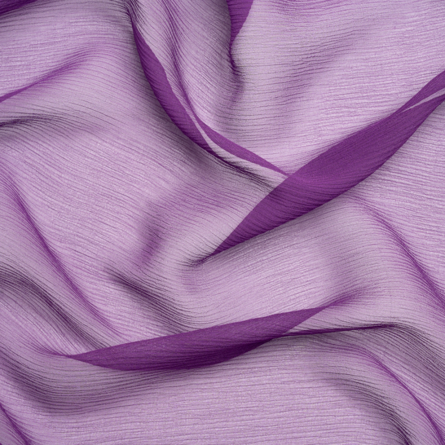 Premium Majesty Purple Silk Crinkled Chiffon | Mood Fabrics