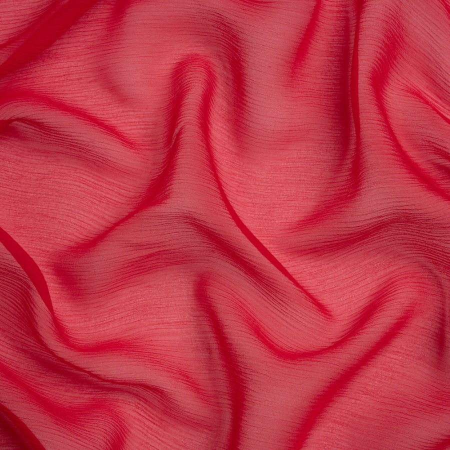 Premium Red Silk Crinkled Chiffon | Mood Fabrics