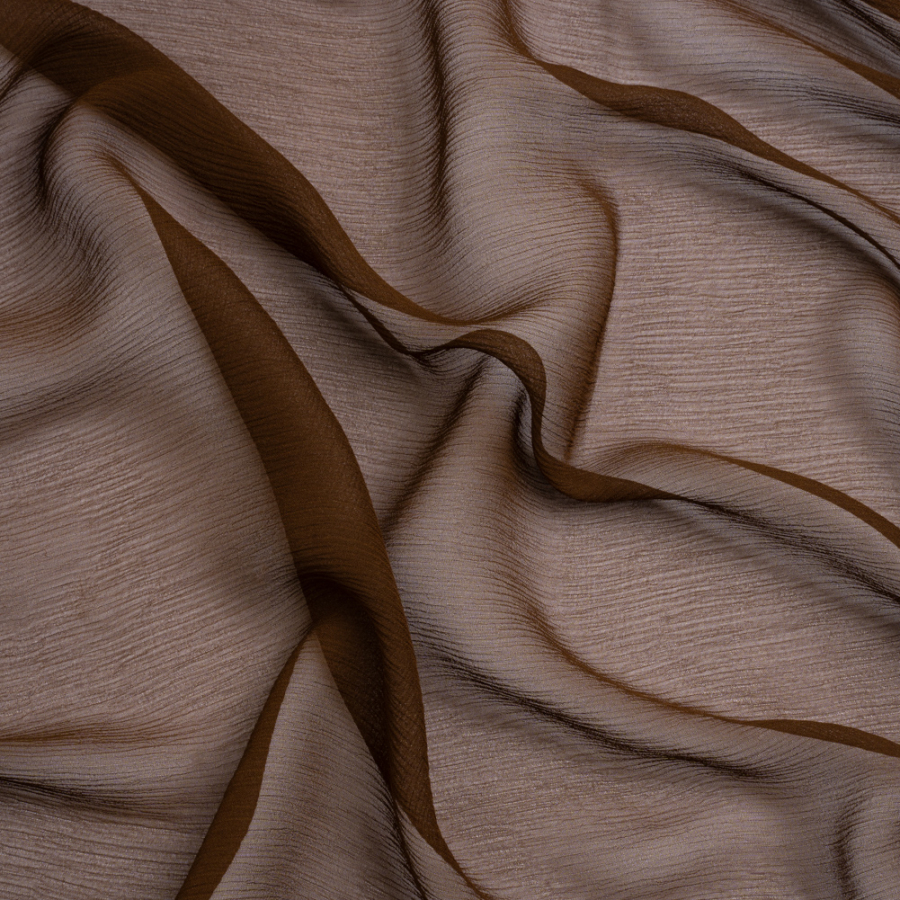 Premium Chocolate Silk Crinkled Chiffon | Mood Fabrics