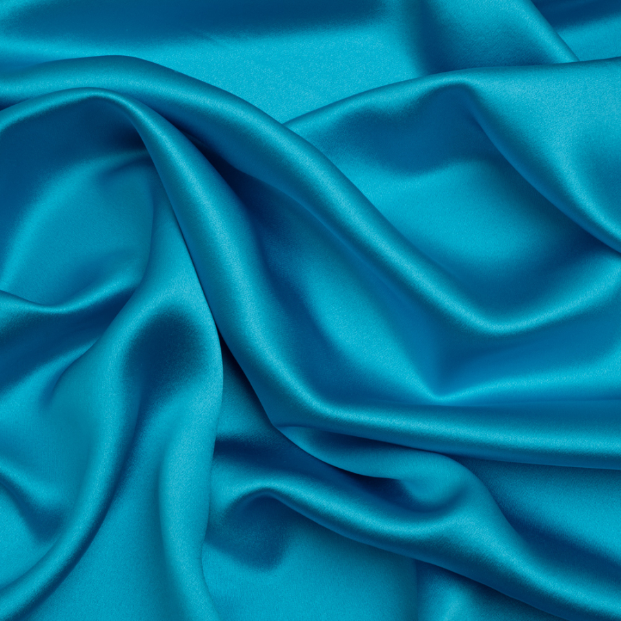 Premium Horizon Blue Silk Crepe Back Satin | Mood Fabrics