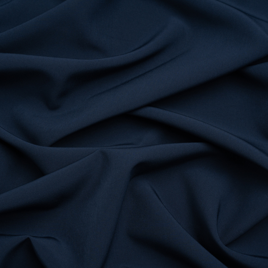 Navy Stretch Recycled Polyester 4 Ply Crepe | Mood Fabrics