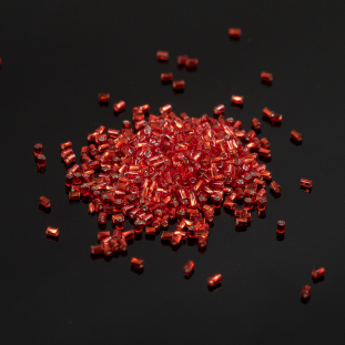 Orange Square Hole Bugle Seed Beads - 8.3 grams