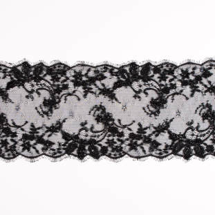 Black Beaded and Sequined Lace Trim - 6.5