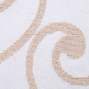Ivory & Beige Embroidery Retro-Chic Sheer Poly