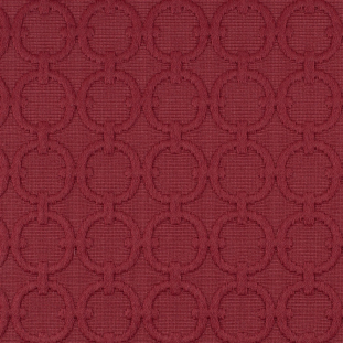 Red Berry Geometric Embroidered Cotton-Poly Woven
