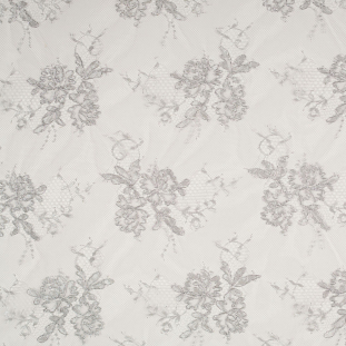 Metallic Silver Floral Lace Fabric